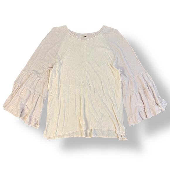 Free People No Crying In Baseball Bell Sleeve‎ Top Womens Size S Peach Boho - Picture 1 of 8